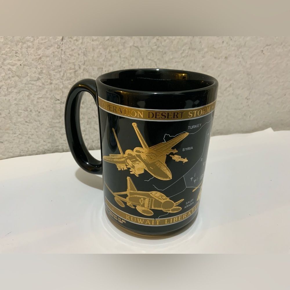Operation Desert Storm Mug 1991 Kapan-Kent Company INC 22Kt Gold Coloring